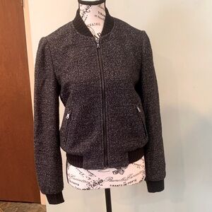 LOFT Black and Gray Bomber Jacket